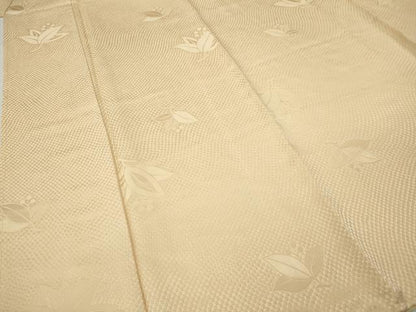 平和屋着物●上質な色無地　南天地紋　肌色　正絹　逸品　未使用　CABK8240ut