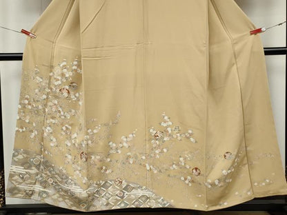 平和屋着物●訪問着　駒刺繍　竹垣雪輪花文　金彩　正絹　逸品　未使用　CABK8247ut