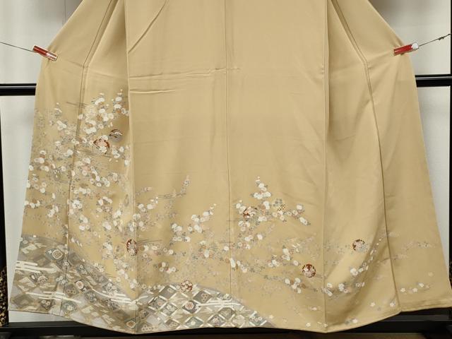 平和屋着物●訪問着　駒刺繍　竹垣雪輪花文　金彩　正絹　逸品　未使用　CABK8247ut