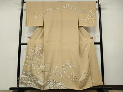平和屋着物●訪問着　駒刺繍　竹垣雪輪花文　金彩　正絹　逸品　未使用　CABK8247ut