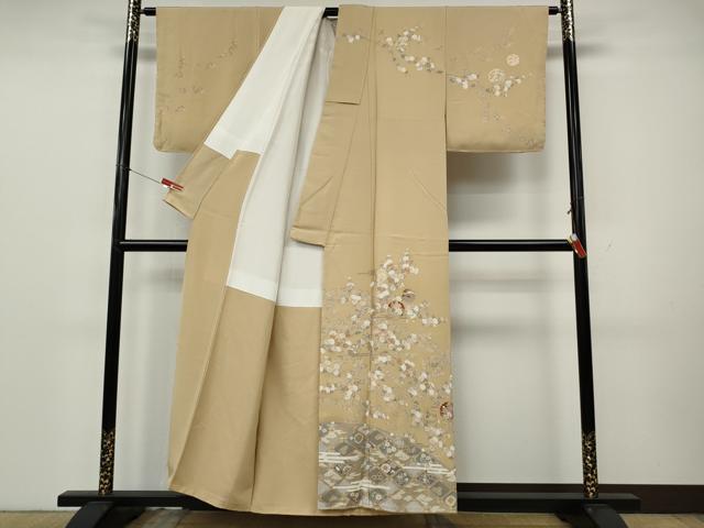 平和屋着物●訪問着　駒刺繍　竹垣雪輪花文　金彩　正絹　逸品　未使用　CABK8247ut