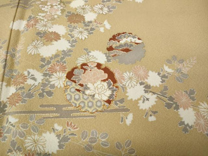 平和屋着物●訪問着　駒刺繍　竹垣雪輪花文　金彩　正絹　逸品　未使用　CABK8247ut