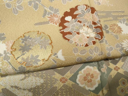 平和屋着物●訪問着　駒刺繍　竹垣雪輪花文　金彩　正絹　逸品　未使用　CABK8247ut