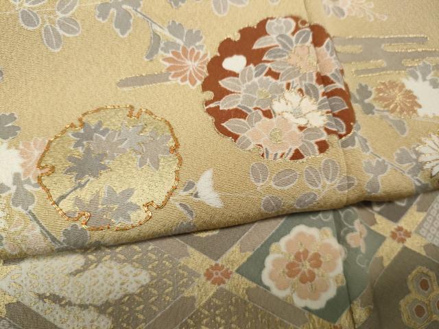 平和屋着物●訪問着　駒刺繍　竹垣雪輪花文　金彩　正絹　逸品　未使用　CABK8247ut