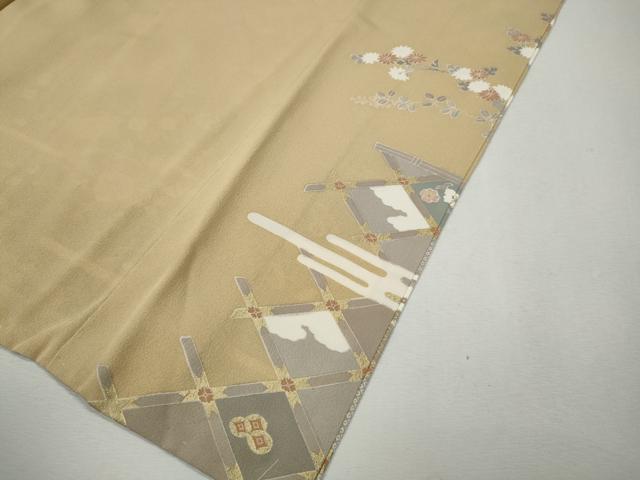 平和屋着物●訪問着　駒刺繍　竹垣雪輪花文　金彩　正絹　逸品　未使用　CABK8247ut