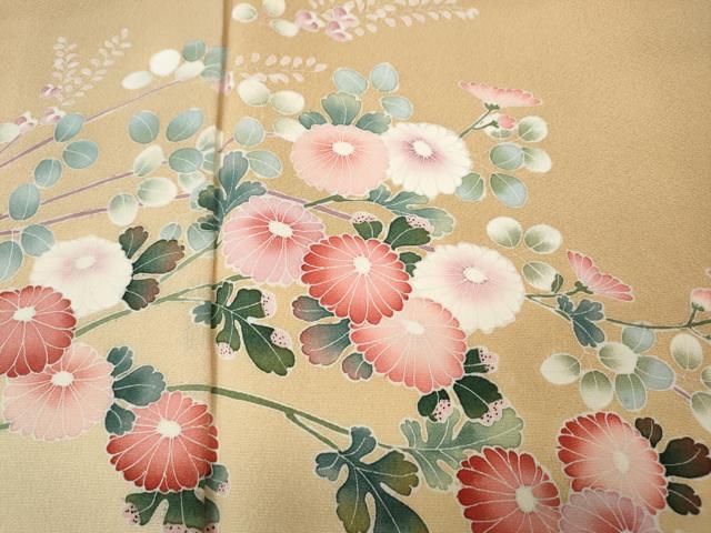 平和屋着物●訪問着　友禅　竹垣草花文　暈し染め　ロング丈　正絹　逸品　CABK8250ut