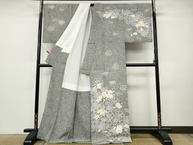 平和屋着物●訪問着　枝花文　たたき染め　金彩　正絹　逸品　CABK8254ut