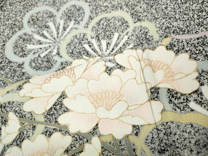 平和屋着物●訪問着　枝花文　たたき染め　金彩　正絹　逸品　CABK8254ut