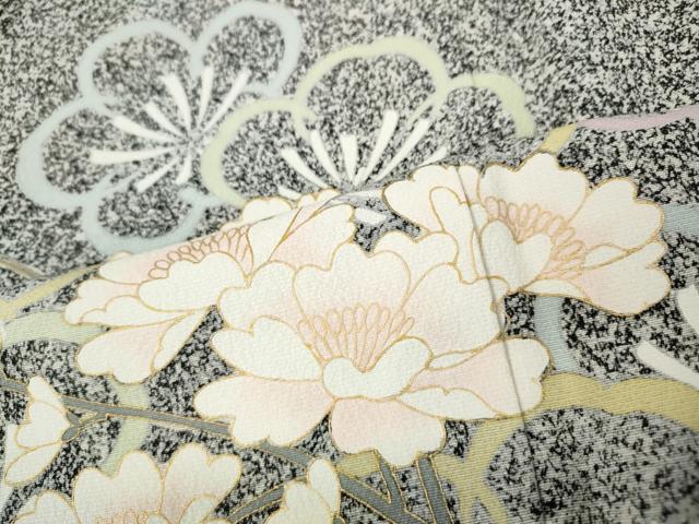 平和屋着物●訪問着　枝花文　たたき染め　金彩　正絹　逸品　CABK8254ut