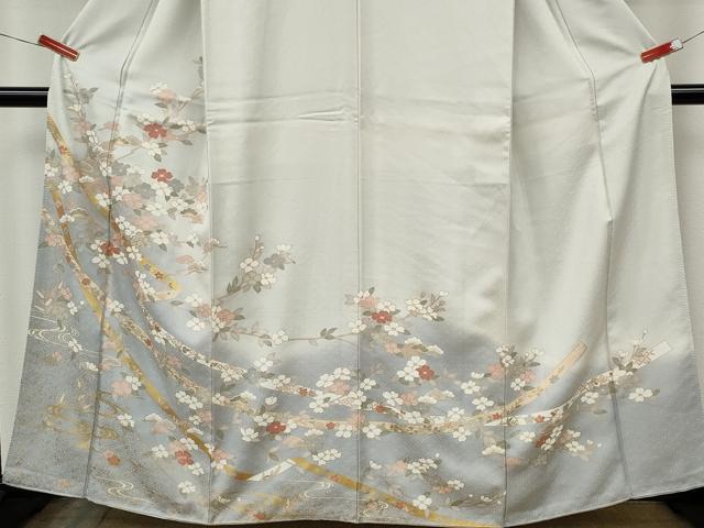 平和屋着物●訪問着　駒刺繍　熨斗枝花文　暈し染め　金彩　正絹　逸品　CABK8261ut