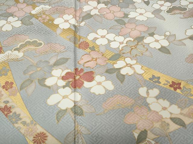 平和屋着物●訪問着　駒刺繍　熨斗枝花文　暈し染め　金彩　正絹　逸品　CABK8261ut