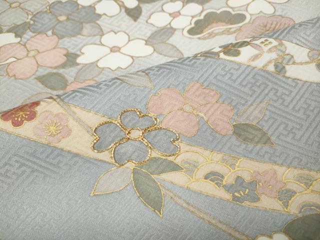 平和屋着物●訪問着　駒刺繍　熨斗枝花文　暈し染め　金彩　正絹　逸品　CABK8261ut