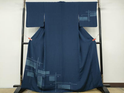 平和屋着物●訪問着　江戸小紋　色紙吉祥文　鮫小紋柄　正絹　逸品　CABK8262ut