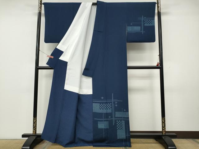 平和屋着物●訪問着　江戸小紋　色紙吉祥文　鮫小紋柄　正絹　逸品　CABK8262ut