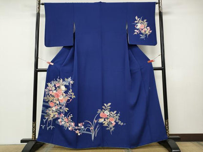 平和屋着物●本加賀友禅作家　岡本幸治　訪問着　流水枝花文　正絹　逸品　CABK8266ut