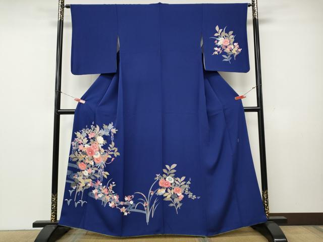平和屋着物●本加賀友禅作家　岡本幸治　訪問着　流水枝花文　正絹　逸品　CABK8266ut