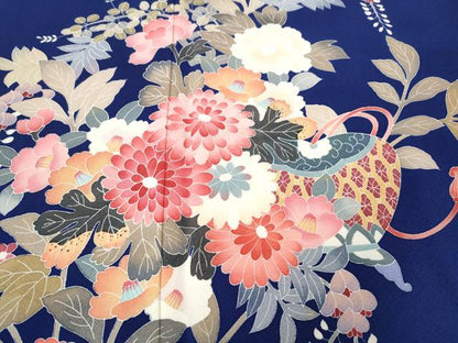 平和屋着物●本加賀友禅作家　岡本幸治　訪問着　流水枝花文　正絹　逸品　CABK8266ut