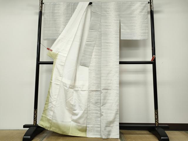 平和屋着物●上質な紬　横段霞文　正絹　逸品　CABK8270ut