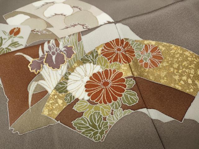 平和屋着物●訪問着　駒刺繍　道長地紙花文　金彩　ロング丈　正絹　逸品　CABK8273ut