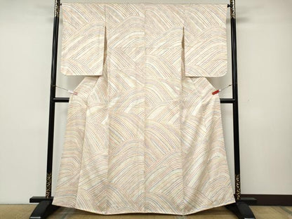 平和屋着物●訪問着　総絞り　立波文　正絹　逸品　CABK8284ut