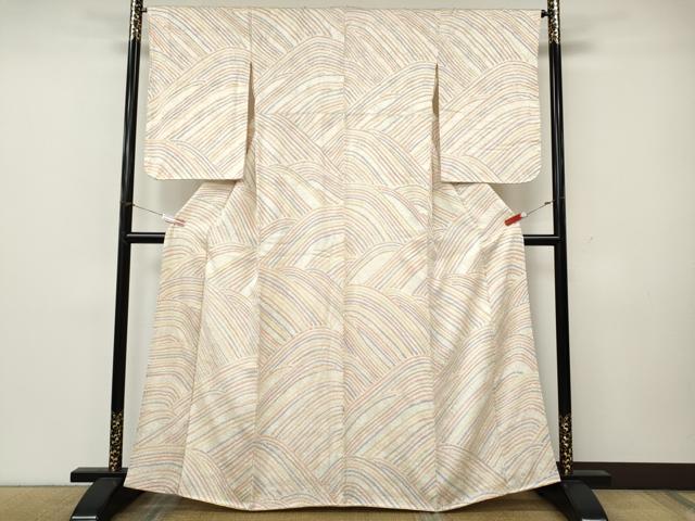 平和屋着物●訪問着　総絞り　立波文　正絹　逸品　CABK8284ut