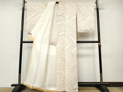 平和屋着物●訪問着　総絞り　立波文　正絹　逸品　CABK8284ut