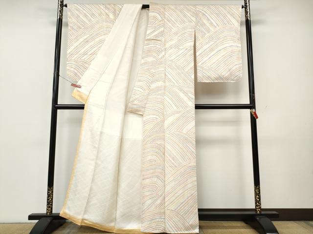 平和屋着物●訪問着　総絞り　立波文　正絹　逸品　CABK8284ut