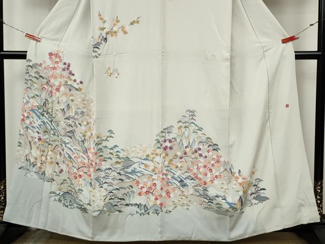 平和屋着物●訪問着　友禅　作家物　立波草花文　暈し染め　正絹　逸品　CABK8287ut