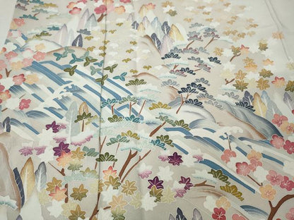 平和屋着物●訪問着　友禅　作家物　立波草花文　暈し染め　正絹　逸品　CABK8287ut