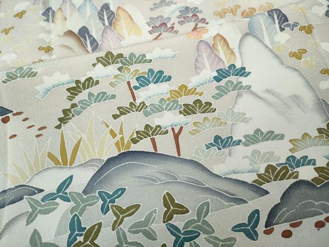 平和屋着物●訪問着　友禅　作家物　立波草花文　暈し染め　正絹　逸品　CABK8287ut