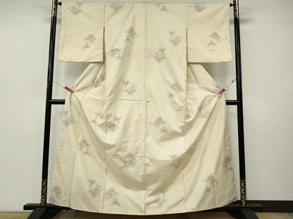 平和屋着物●本場大島紬　白大島　9マルキ　枝花文　正絹　逸品　CABK8289ut