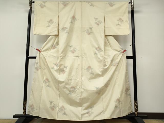 平和屋着物●本場大島紬　白大島　9マルキ　枝花文　正絹　逸品　CABK8289ut