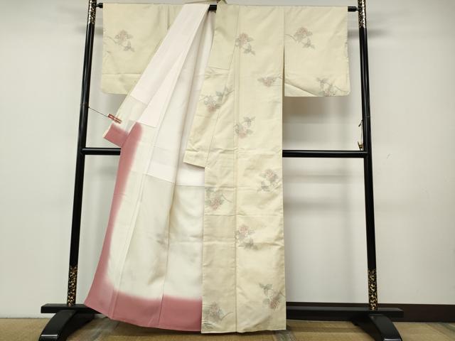 平和屋着物●本場大島紬　白大島　9マルキ　枝花文　正絹　逸品　CABK8289ut