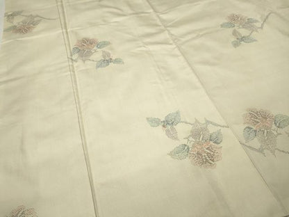 平和屋着物●本場大島紬　白大島　9マルキ　枝花文　正絹　逸品　CABK8289ut