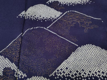 平和屋着物●訪問着　遠山鹿の子草花文　金彩　正絹　逸品　CABK8290ut