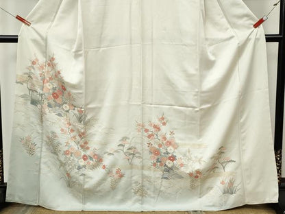 平和屋着物●訪問着　草花文　暈し染め　金彩　正絹　逸品　CABK8294ut