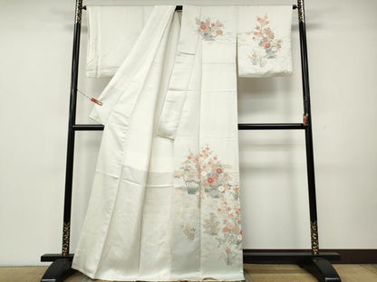 平和屋着物●訪問着　草花文　暈し染め　金彩　正絹　逸品　CABK8294ut
