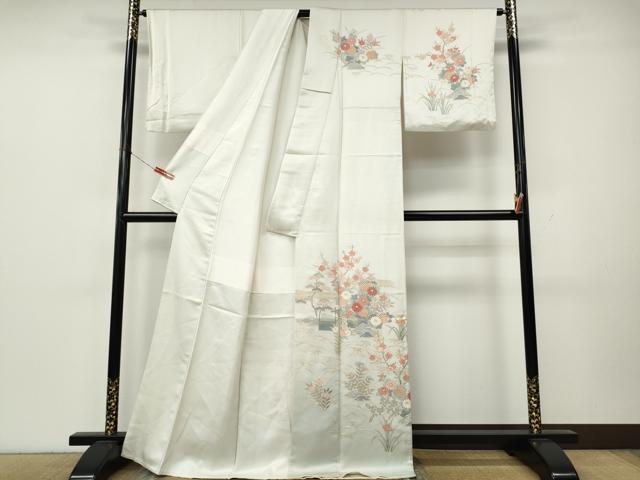 平和屋着物●訪問着　草花文　暈し染め　金彩　正絹　逸品　CABK8294ut