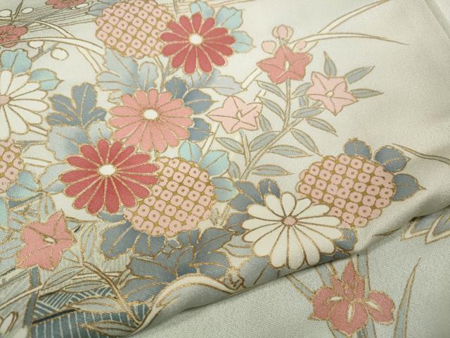 平和屋着物●訪問着　草花文　暈し染め　金彩　正絹　逸品　CABK8294ut