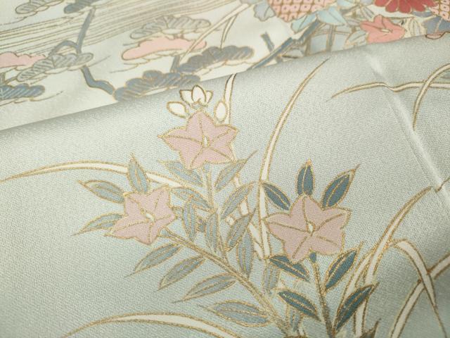 平和屋着物●訪問着　草花文　暈し染め　金彩　正絹　逸品　CABK8294ut
