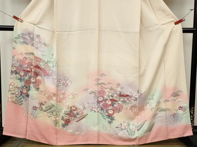 平和屋着物●訪問着　檜扇船花文　暈し染め　金彩　正絹　逸品　CABK8300ut