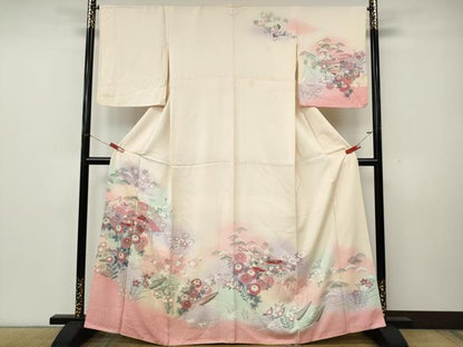 平和屋着物●訪問着　檜扇船花文　暈し染め　金彩　正絹　逸品　CABK8300ut