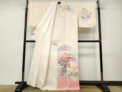 平和屋着物●訪問着　檜扇船花文　暈し染め　金彩　正絹　逸品　CABK8300ut