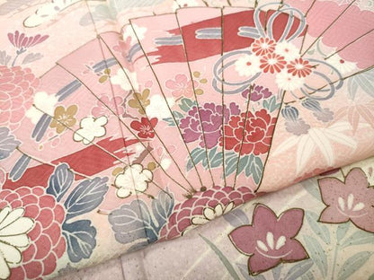 平和屋着物●訪問着　檜扇船花文　暈し染め　金彩　正絹　逸品　CABK8300ut