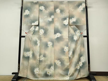 平和屋着物●上質な小紋　唐草文　地紋起こし　暈し染め　正絹　逸品　CABK8302ut