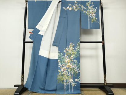 平和屋着物●訪問着　友禅　作家物　枝花鳥文　正絹　逸品　CABK8304ut
