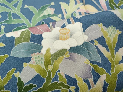 平和屋着物●訪問着　友禅　作家物　枝花鳥文　正絹　逸品　CABK8304ut