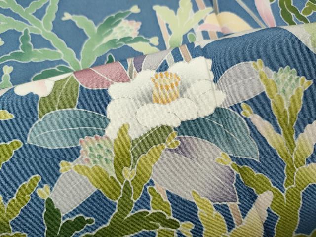 平和屋着物●訪問着　友禅　作家物　枝花鳥文　正絹　逸品　CABK8304ut
