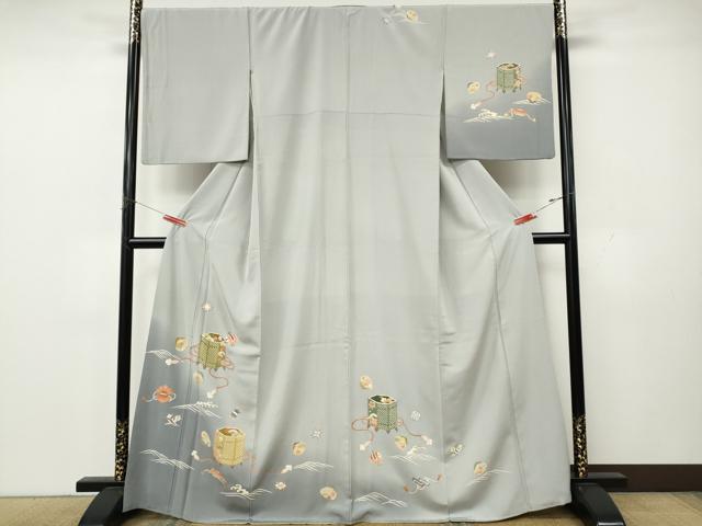 平和屋着物●訪問着　駒刺繍　貝桶花文　暈し染め　金彩　三越扱い　正絹　逸品　CABK8307ut