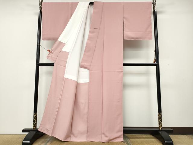 平和屋着物●上質な色無地　珊瑚色　正絹　逸品　CABK8312ut